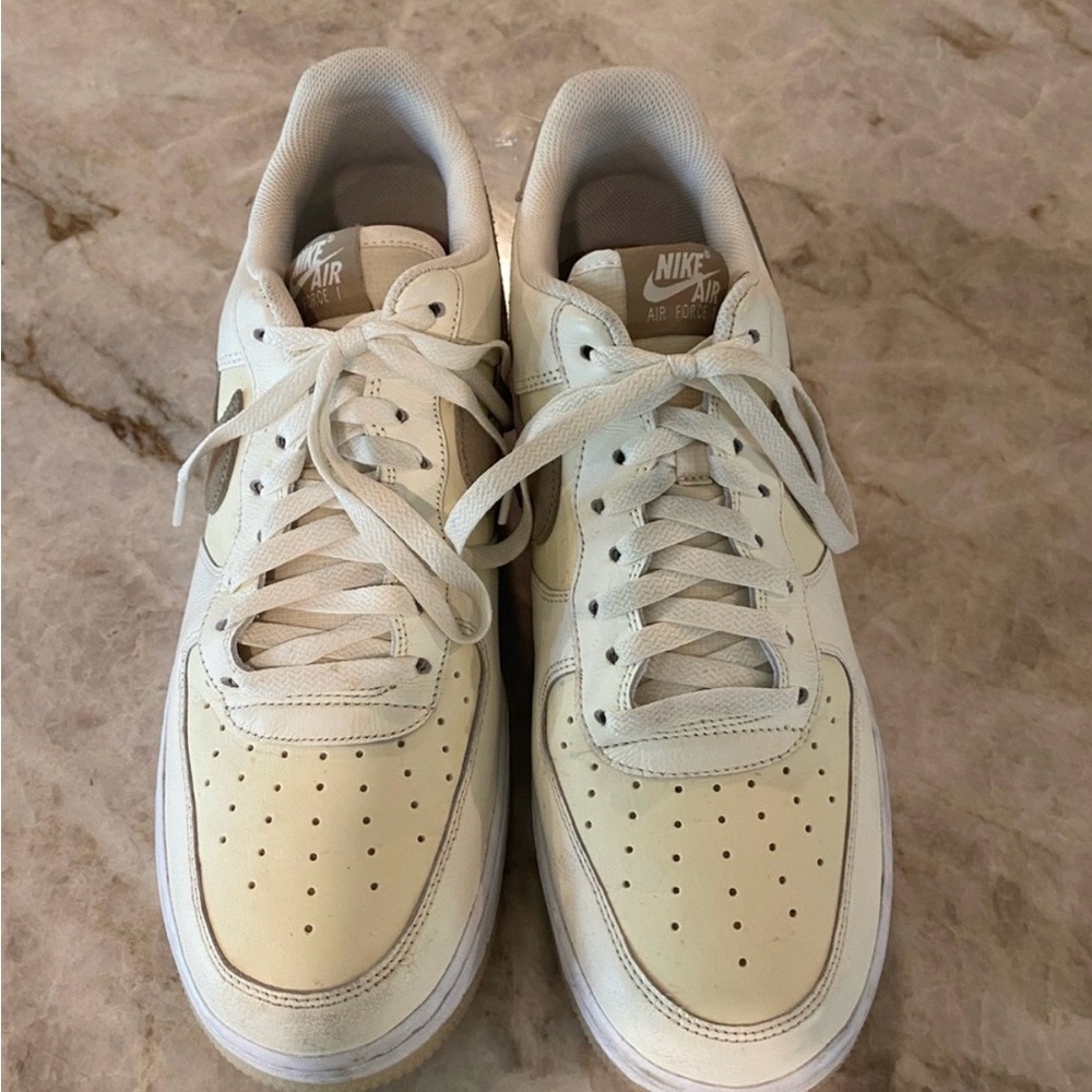 Nike Air Force 1 Cream and White Sneakers - Picture 2 of 5